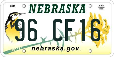 NE license plate 96CF16