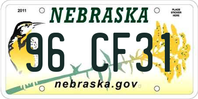 NE license plate 96CF31