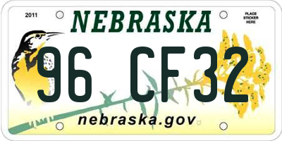 NE license plate 96CF32