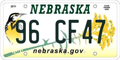 NE license plate 96CF47