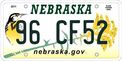NE license plate 96CF52