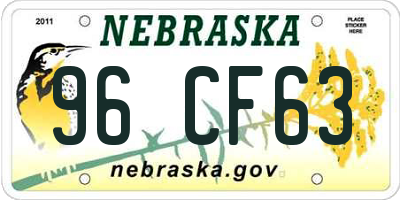 NE license plate 96CF63