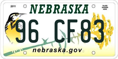 NE license plate 96CF83