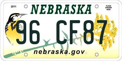 NE license plate 96CF87