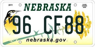 NE license plate 96CF88