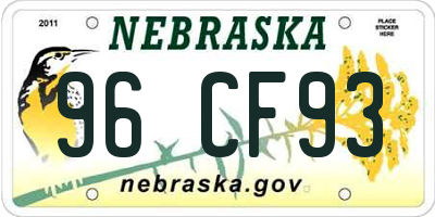 NE license plate 96CF93