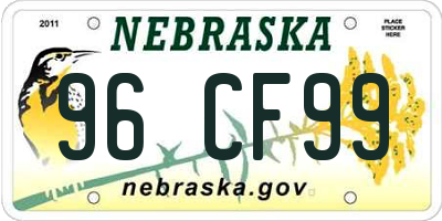NE license plate 96CF99