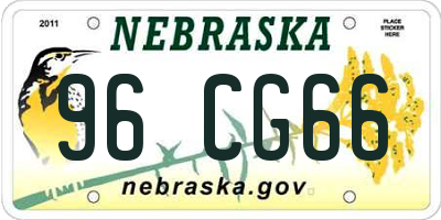 NE license plate 96CG66