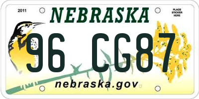 NE license plate 96CG87