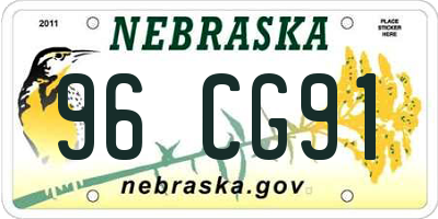 NE license plate 96CG91