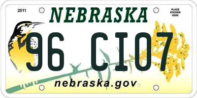 NE license plate 96CI07