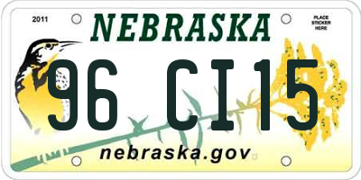 NE license plate 96CI15
