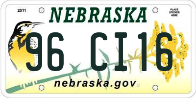 NE license plate 96CI16