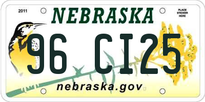 NE license plate 96CI25
