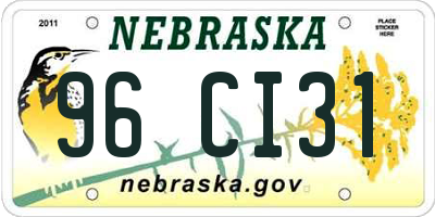 NE license plate 96CI31