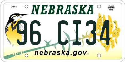 NE license plate 96CI34