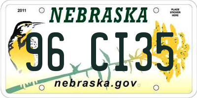 NE license plate 96CI35