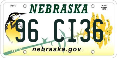 NE license plate 96CI36