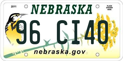 NE license plate 96CI40