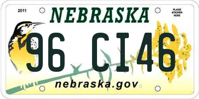 NE license plate 96CI46