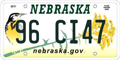 NE license plate 96CI47