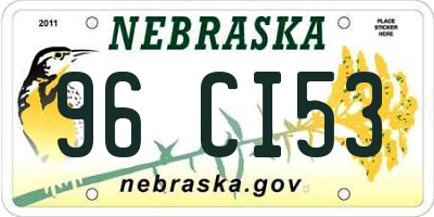 NE license plate 96CI53
