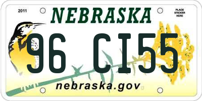 NE license plate 96CI55