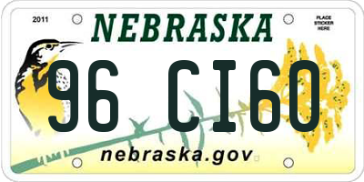 NE license plate 96CI60