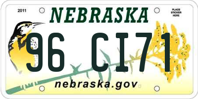 NE license plate 96CI71
