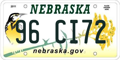 NE license plate 96CI72