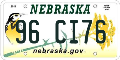 NE license plate 96CI76