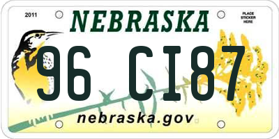NE license plate 96CI87