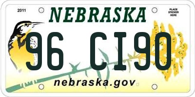 NE license plate 96CI90