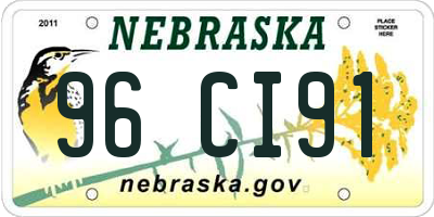 NE license plate 96CI91