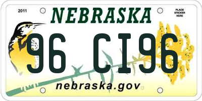 NE license plate 96CI96