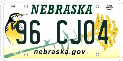 NE license plate 96CJ04
