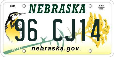 NE license plate 96CJ14