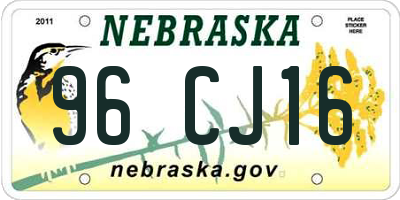 NE license plate 96CJ16