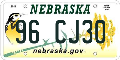 NE license plate 96CJ30