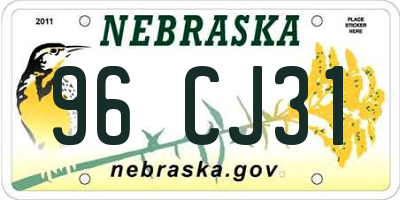 NE license plate 96CJ31
