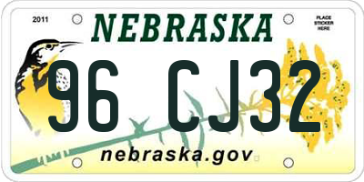 NE license plate 96CJ32