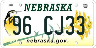 NE license plate 96CJ33
