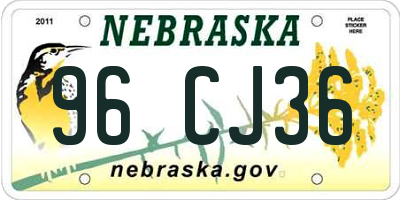 NE license plate 96CJ36