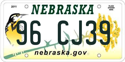 NE license plate 96CJ39