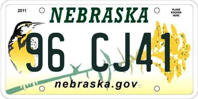NE license plate 96CJ41