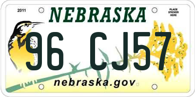 NE license plate 96CJ57