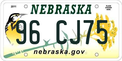NE license plate 96CJ75