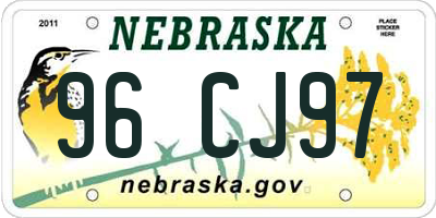 NE license plate 96CJ97