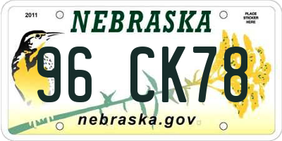 NE license plate 96CK78