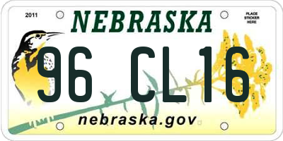 NE license plate 96CL16